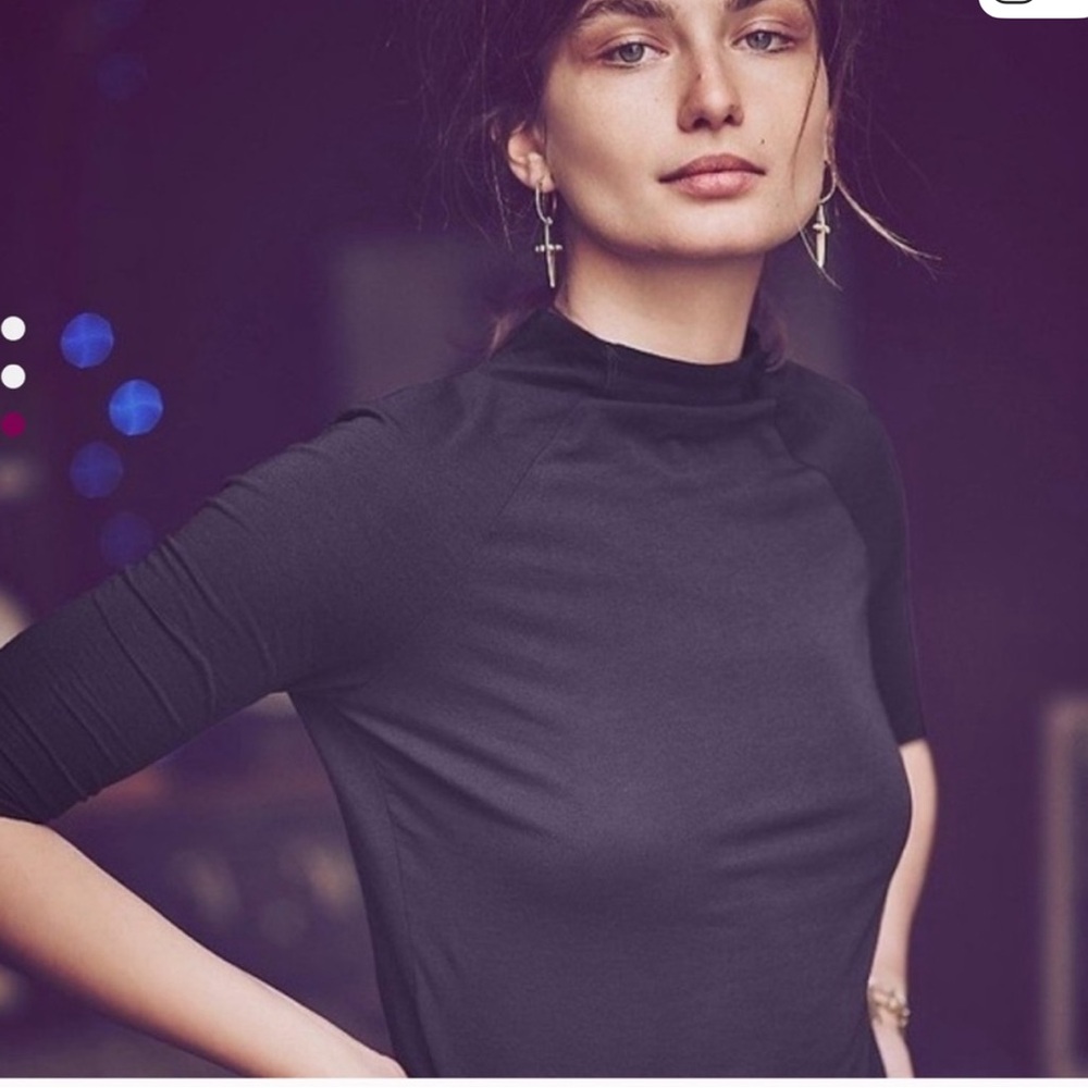 Free People Intimately Green Mock Neck 3/4 Sleeve Shirt